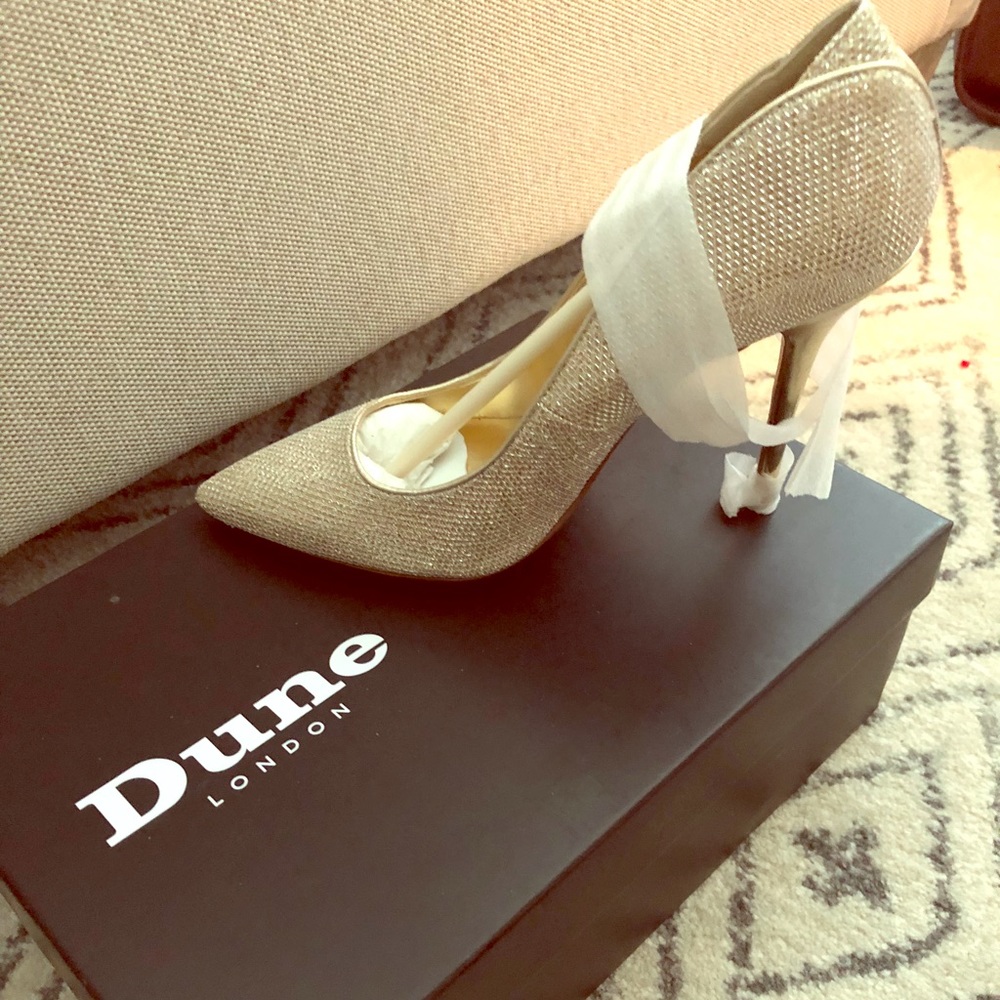 Dune Gold Glitter Heels